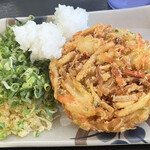 丸池製麺所 - かき揚げ ＆ 薬味等