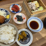 Sorano Shita - メインが2品選べる定食（赤城ポークと旬野菜の蒸ししゃｓぶ/自家製蟹クリームコロッケ）