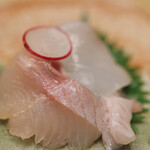 日本料理 e. - 造り　伊達イワナ、ヒラメ、エンガワ