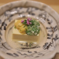 日本料理 e. - 三陸産ウニと刻みオクラの玉子豆腐
