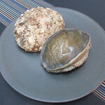 日本料理 TOBIUME - 柏原漁港の素潜り鮑、今週獲れた鮑で一番大きなもの