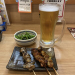 八剣伝 - 早勝ちセットF(枝豆+串焼３種+生ビール)