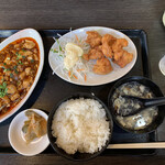 谷記 - 鶏唐揚げと麻婆豆腐定食　　825円