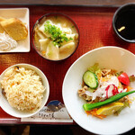 Hotomekian - だご汁セット730円　メイン、小鉢、御飯は数種類ある中から選べます。