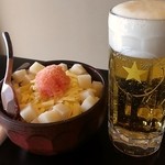 Juu Bee - 生ビール525円＆明太もちチーズもんじゃ882円