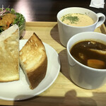 SHERIE CAFE - 2種類選べるスープランチ　1100円　（ホロホロ豚のシチューと海老のビスク）