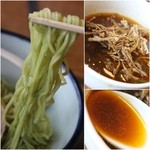 雨は、やさしく - 麺・つけ汁・揚げゴボウ