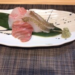 お席 みきち - お造り3種(イシナギ、アブラガレイ、本鮪ノウテン)
