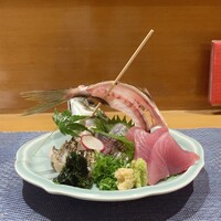 お料理 とみやま - 盛合せ（太刀魚、メジマグロ、鯵）