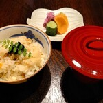草菴 - 1日目夕食:お椀,ご飯,香のもの