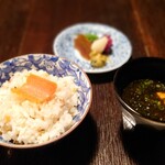 草菴 - 2日目夕食:お椀,ご飯,香のもの