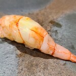 鮨匠 のむら - ⑰波管髭海老【ナミクダヒゲエビ】(鹿児島県錦江湾産、210m)
      産卵期は夏～秋、旬も夏～秋だか通年味はあまり落ちない
      ご当地のスペシャルなネタで、甘海老よりも甘く複雑なコクと海老特有の旨みがあります