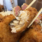 わ楽 - ヒラメフライ　断面　醤油が合いますね