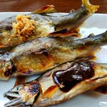 男川やな - 鮎の生姜醤油焼き、鮎の塩焼き、鮎の田楽焼き♪