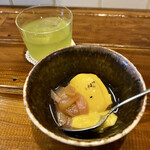 Shiojiri Sutoa - _STORE定食(\1,450) デザート：とうもろこしとルバーブのブランマンジェ　水出し深蒸し緑茶