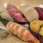 割烹 勘べえ - お寿司7貫握り（主人のもの）