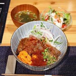 北新地 焼肉 菊地 - 黒毛和牛サーロインステーキ痛風丼(1,980円)