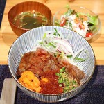 北新地 焼肉 菊地 - 黒毛和牛サーロインステーキ痛風丼(1,980円)