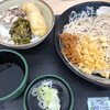 ゆで太郎 - 焼鯖ミニ丼とざる蕎麦570円税込揚げ玉福神漬け追加。