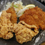 酒楽食彩・おおもり - ミックスフライ定食（キスフライ、ひとくちヘレカツ、からあげ）