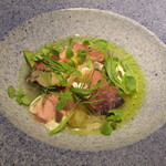 yokoyama - 青背（鰯と鯵） 冬瓜のすり流し 桃 ハーブ