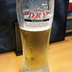 紅葉亭 - 生ビール550円。ひと口ゴクリ。美味しー