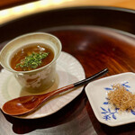 一心鮨 光洋 - ❻スッポン（小林）茶碗蒸し〜酒で炊いて揚げ生姜添え。トロリと甘味ある餡が独特♫