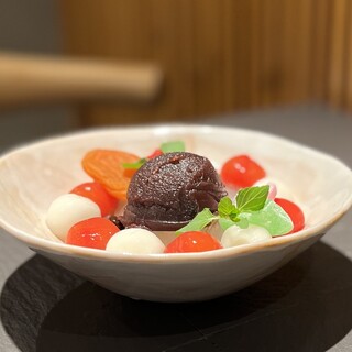 トマトと白玉のあんみつ