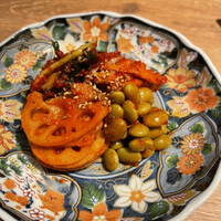 焼肉一七三 向山 - キムチ : 蓮根、ネギ、切干大根、枝豆