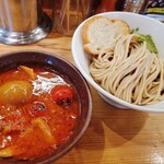 らーめん いつ樹 - 海老トマトつけ麺　味玉入り　1,050円