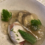 京都三条 箔 - 前菜　自分で仕上げましたー　黒鮑美味かったなー