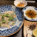 京都三条 箔 - ヒラメとサマートリュフ　サービスで雲丹もついてきましたw