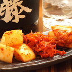 Assortment of three types of carefully selected kimchi