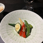 焼肉 牛印 - またメニューないのが登場！バルサミコ酢でつけた夏野菜！！箸休めでどうぞ〜と素敵な配慮