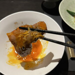 焼肉 牛印 - お肉を卵で絡めていただいたあとに、