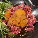 焔立つ肉寿司と牛タンタワー 肉処 双葉 三宮 - 