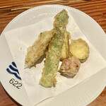 蕎麦切り 旗幟 - 夏野菜の天ぷら980円