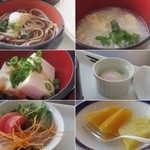 Kameria - おろし蕎麦・カニ雑炊・冷奴・温泉玉子・サラダ・フルーツ