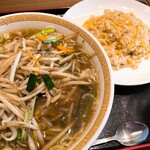 CHINA GREEN - もやし麺+半チャーハンセット