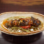 瞬 - 蓴菜とトマト、ヒレ焼き　温と冷の組み合わせ