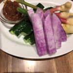 彩華 - 谷中生姜と季節野菜　中華味噌添え