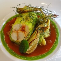 レザンファン ギャテ - Menu Bonne Terrine：〈Plat du jour〉天然平目とトマトのチャツネのア ラヴァープール