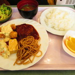 ステーキ・洋食　HAYASHI - ハンバーグとエビフライ