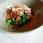 味 らく田 - 付き出し　オクラ