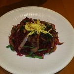 韓国料理 水刺齋 - チャプチェ サツマイモで赤紫