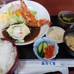 Famiriresutoranniabukuma - デミグラスソースハンバーグと、海老フライ♪ご飯大盛