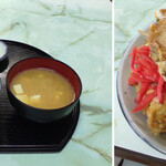 猿羽根山ドライブイン - かつ丼は椎茸、オクラの入る珍しい陣容。駄菓子菓子、甘くもなく塩っぱくもなく、そしてカツは程良い歯応えの残る完璧な仕上り。旨い。驚愕。