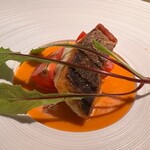 クッチーナ - スズキのソテー、ガスパチョ