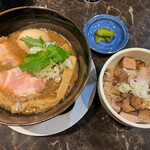 ラーメン 奏 - 魚介鶏そば930円+煮卵120円+肉飯350円