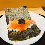 天冨良 麻布よこ田 - 車海老、いくら、からすみ、キャビアの天巻き